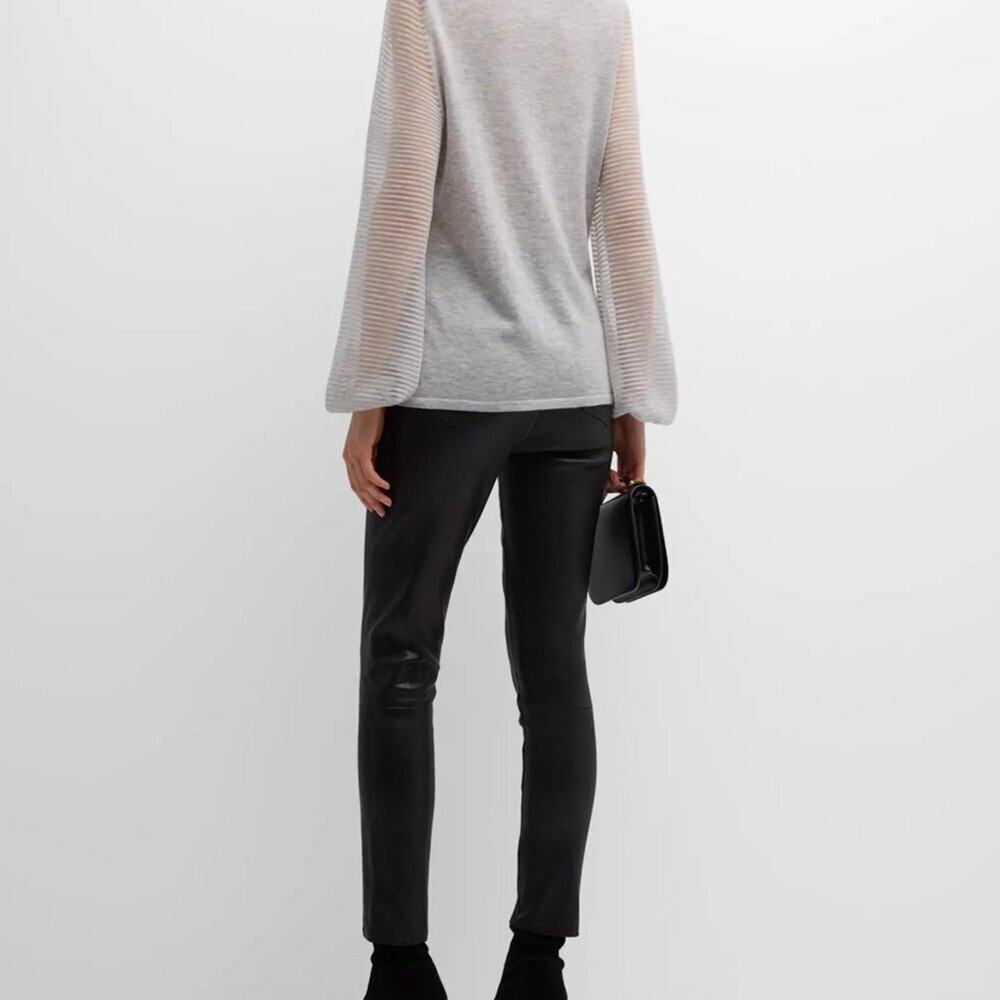 Neiman Marcus Cashmere Collection Sweater with Sheer Ottoman Sleeves Size Large - Picture 11 of 14
